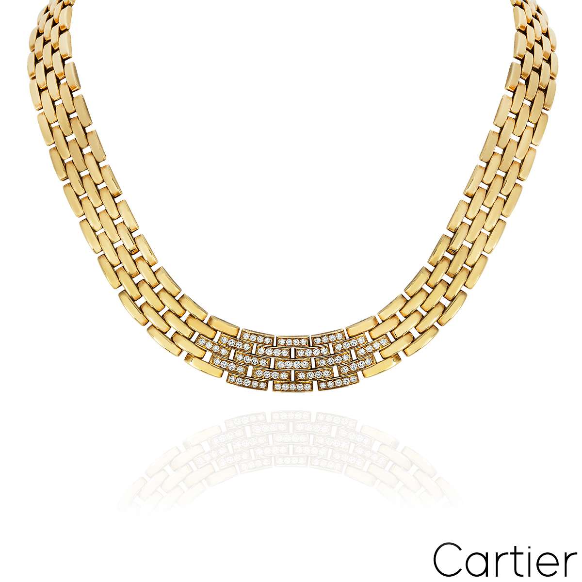 Cartier Yellow Gold Maillon Panthere Diamond Necklace